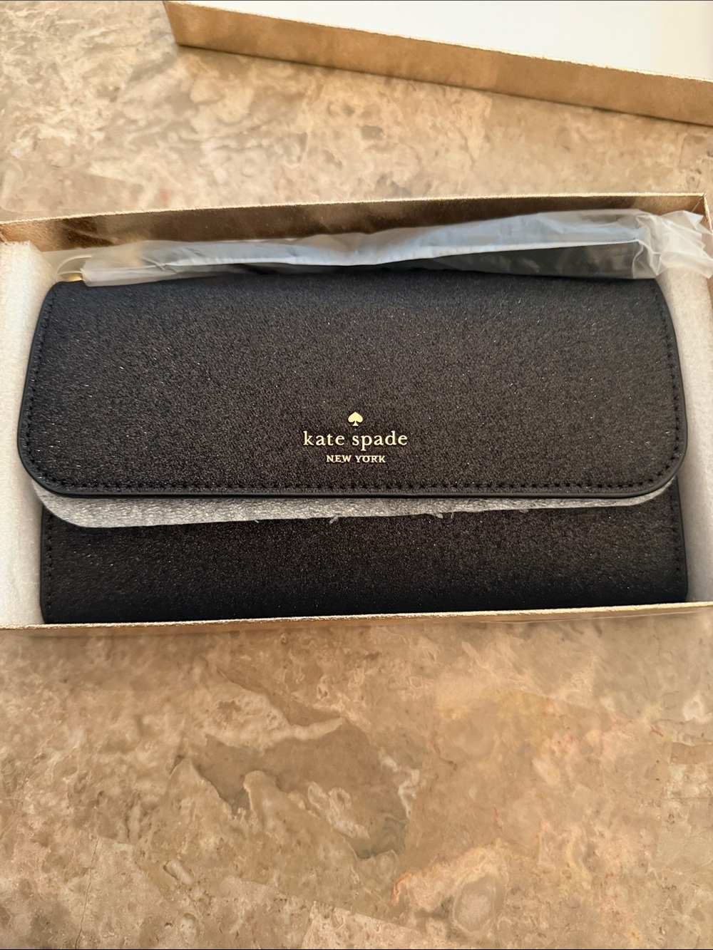 kate spade NWT Black Leather Wallet Wristlet with Gold Logo NIB - Picture 6 of 17